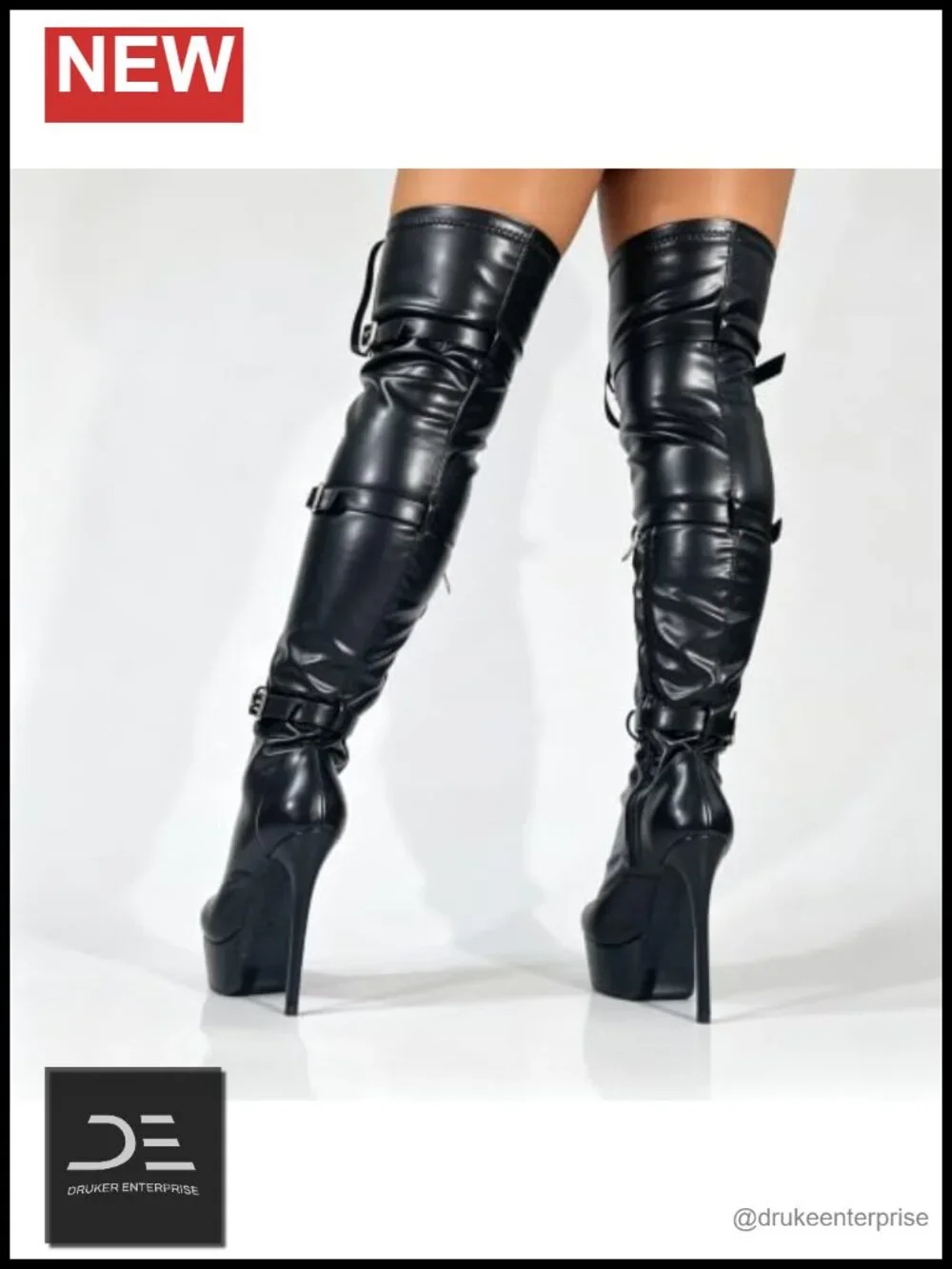 Gothic Punk Platform Thigh High Boots Faux Leather Stiletto Over Knee